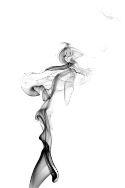 Beyaz arkaplanda soyut siyah duman