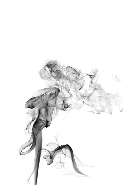 Abstraktní černý kouř na bílém pozadí — Stock fotografie