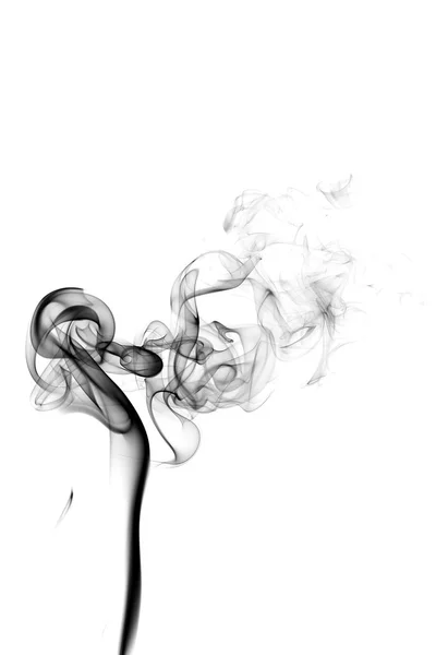 Abstraktní černý kouř na bílém pozadí — Stock fotografie