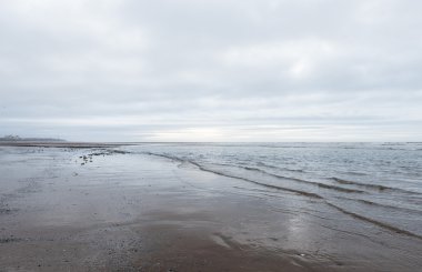 kasvetli bir bulutlu gün bir plaj akan rahatlatıcı ve yumuşak yatıştırıcı dalgalar