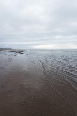 kasvetli bir bulutlu gün bir plaj akan rahatlatıcı ve yumuşak yatıştırıcı dalgalar