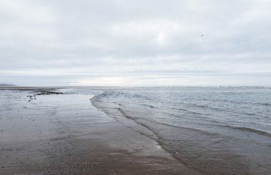 kasvetli bir bulutlu gün bir plaj akan rahatlatıcı ve yumuşak yatıştırıcı dalgalar