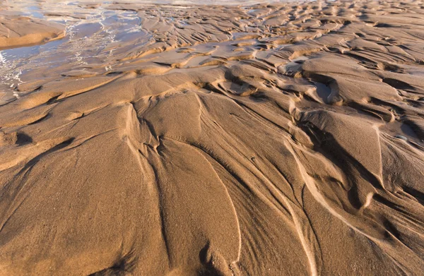 Gün batımında kum sıcak bir altın plajda dalgalanma dokular