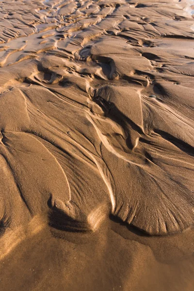 Gün batımında kum sıcak bir altın plajda dalgalanma dokular