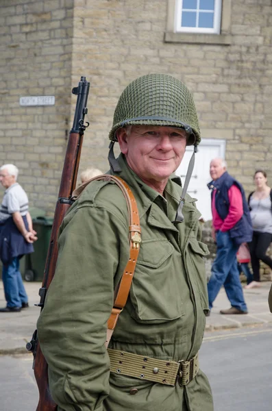 Vintage brittiska kriget soldat outfit, howarth, Storbritannien — Stockfoto