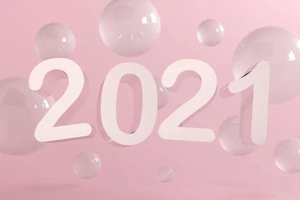Creative Concept 2021 Happy New Year Abstract Minimal Scene Geometrical —  Fotos de Stock