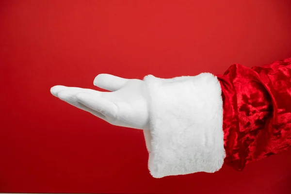 Christmas Santa Claus Showing Empty Copy Space Open Hand Palm — Stock Photo, Image