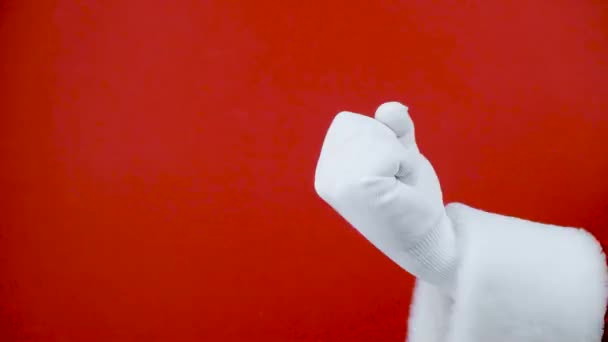 Fucking 2020 year. The concept of a bad new year or christmas. Harsh emotion painted on the middle finger of Santa hand — Vídeo de Stock