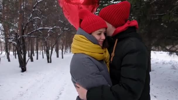 Romantické mladé hipsterské páry milují čas v zimním parku. Láska, valentýnky a prázdninový koncept. Pusa a objetí