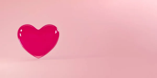 Fondo del día de San Valentín con corazón de cristal realista volador. Para el sitio web, papel pintado, invitación, carteles, folleto, pancartas. —  Fotos de Stock