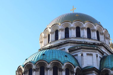 St. Alexander Nevsky Katedrali, Sofya, Bulgaristan. Bulgar Ortodoks Kilisesi Patriği 'nin katedrali Alexander Nevsky Meydanı' nda yer alıyor. Katedralin neo-Bizans tarzı var.