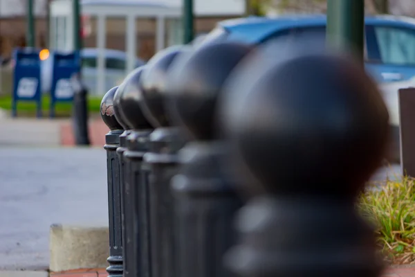 Bollards with round tops in a park -Asheville, North Carolina