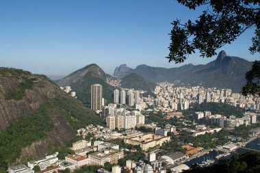 Şeker Loaf dan Urca, Copacabana ve Botafogo havadan görünümü
