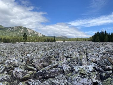 Stone River (Taganay Milli Parkı. Zlatoust şehri. Chelyabinsk bölgesi. Güney Ural. Rusya).