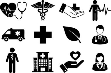 Tıbbi simgeler stok illüstrasyonunu belirledi. Baskıda, elektronik ya da sosyal medya yükleme posterlerinde ya da afişte yeniden kullanılması kolay.