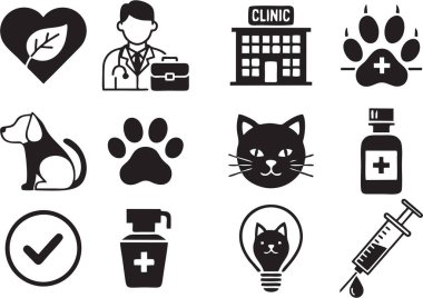 Teknoloji, veri güvenliği, yapay zeka ve iş analizleri için SEO dostane simgeleri