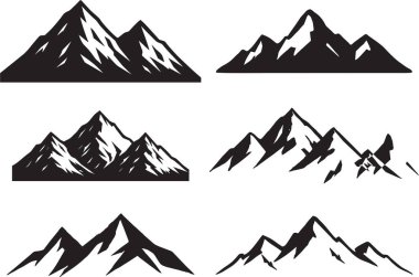 Dağ siluetleri sanat koleksiyonu seti