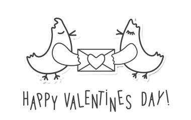 Sevgililer günü aşk kuşlar, mesaj ve kalp vintage arka plan.