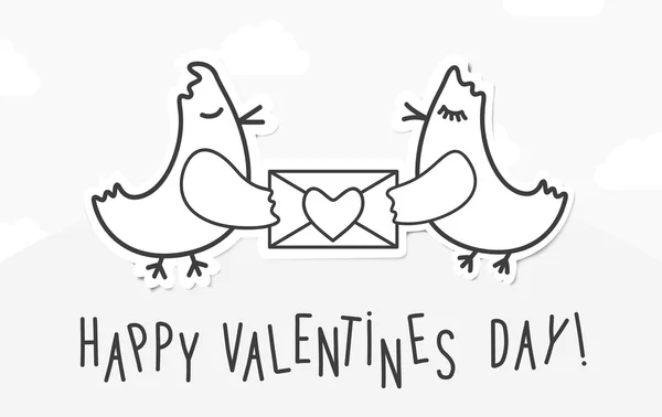 Valentines fond vintage avec des oiseaux d'amour, message et coeur . — Image vectorielle