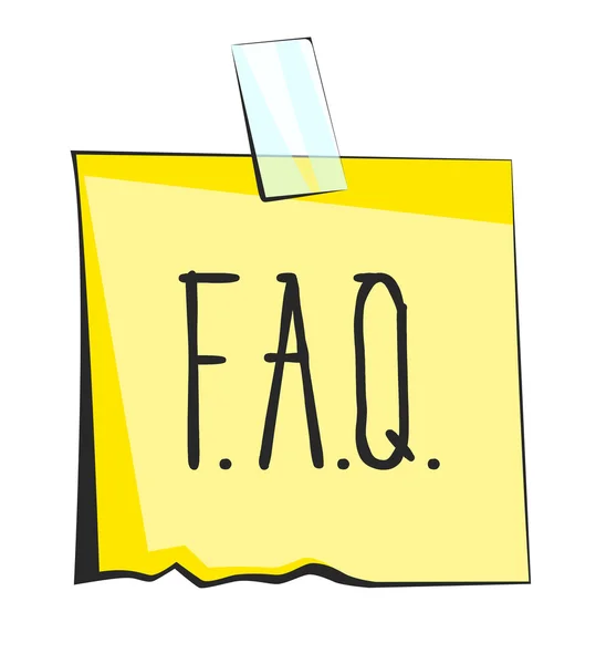 F.A.Q. paper sticky note. Retro reminder sticker — Stockvector