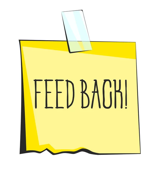 Feed back paper sticky note. Retro reminder sticker — Stockvector
