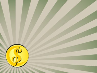 Altın sikke antika arka plan üzerinde. Retro vektör çizim.