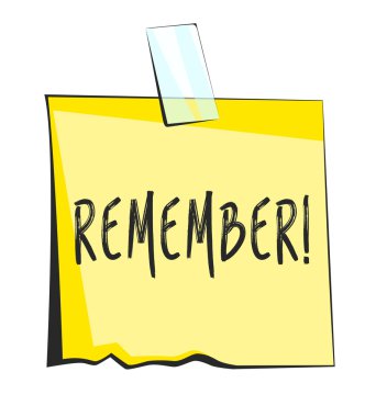 Kağıt yapışkan notu unutmayın. Retro hatırlatma etiketi