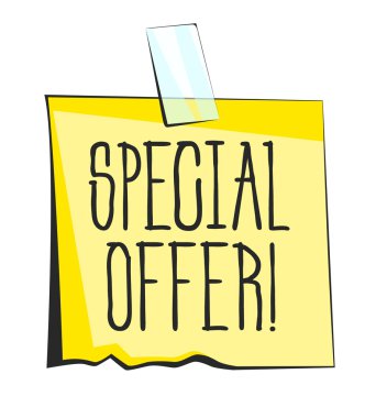 Özel teklif kağıt yapışkan not. Retro hatırlatma etiketi