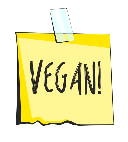 Nota pegajosa de papel vegano. Pegatina recordatorio retro — Vector de stock