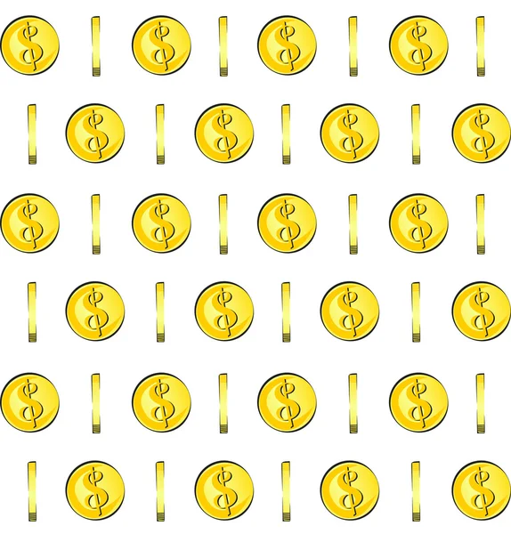 金貨シームレスパターン。ファブリックプリント用ベクターデザイン。お金の背景 — ストックベクタ