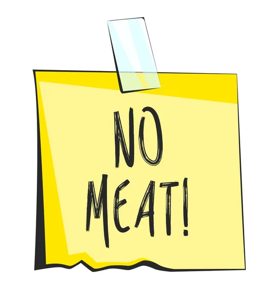 Geen vlees papier notitie. Retro herinnering sticker — Stockvector