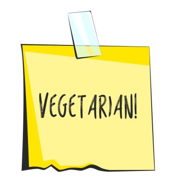 Vejetaryen yapışkan not. Retro hatırlatma etiket