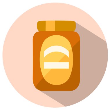 Düz şişe. Vektör öğesi işareti. Turuncu ve açık pembe modern simge