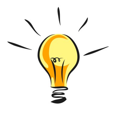 Vektör parlayan elektrik ampulü. Karikatür lambası