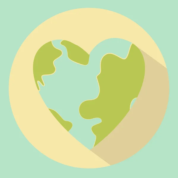Terra a forma di cuore. Icona vettoriale piatto — Vettoriale Stock