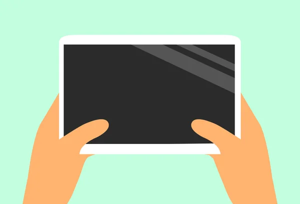 Digitales Tablet in der Hand. flaches Vektor-Touchpad-Symbol. — Stockvektor