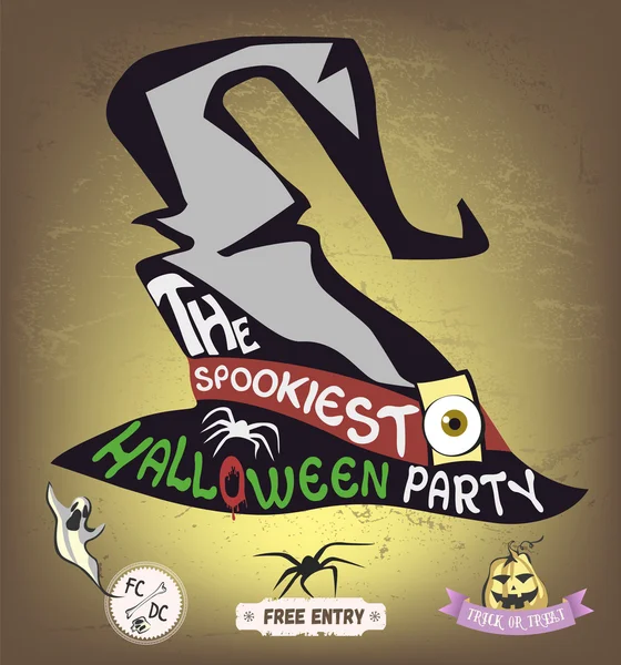 Das gruseligste Halloween-Party-Plakat. Vektorillustration — Stockvektor