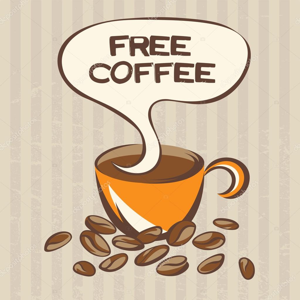 Download Retro coffee banner concept. Advertising poster with lettering: free coffee — Stock Vector ...