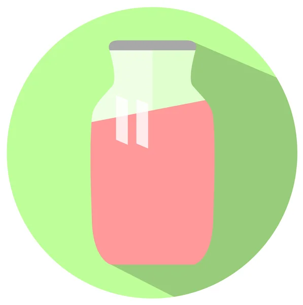 Botol abstrak dengan refleksi dan kandungan merah muda. Rancangan yang datar. Ilustrasi vektor - Stok Vektor