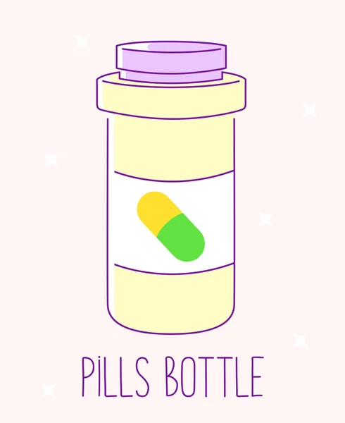 Pills bottle. Flat line design. Vector illustration — Stock Vector