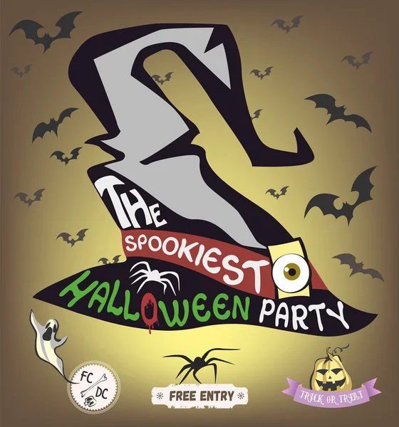 Das gruseligste Halloween-Party-Plakat. Vektorillustration. — Stockvektor