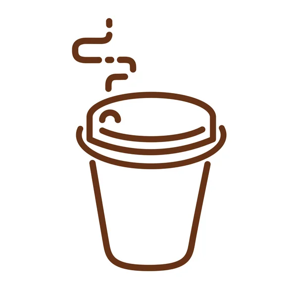 "Πάρτε μακριά "καφέ ή φλιτζάνι τσάι εικονίδιο. Σχέδιο με επίπεδη γραμμή. Διακεκομμένη καμπύλη. Απεικόνιση διανυσματικών φορέων. — Διανυσματικό Αρχείο