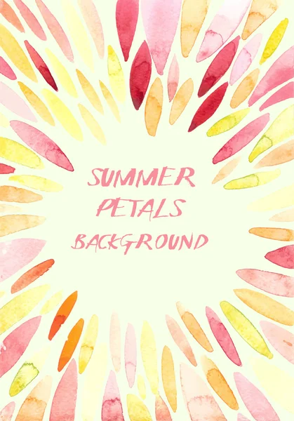 Watercolor Summer Petals Abstract Vector Background — Stock Vector