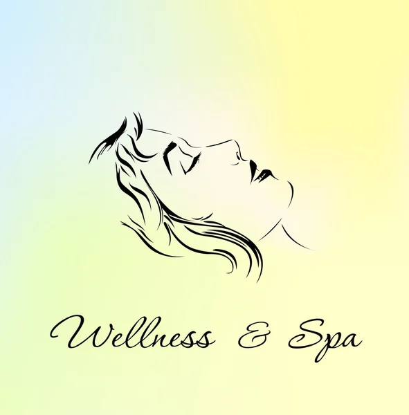 Wellness And Spa Perfil Femenino. Tinta vectorial — Vector de stock