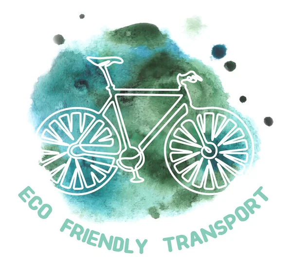 水彩抽象地球背景与矢量自行车。生态友好的运输概念。Eps 10 — 图库矢量图片