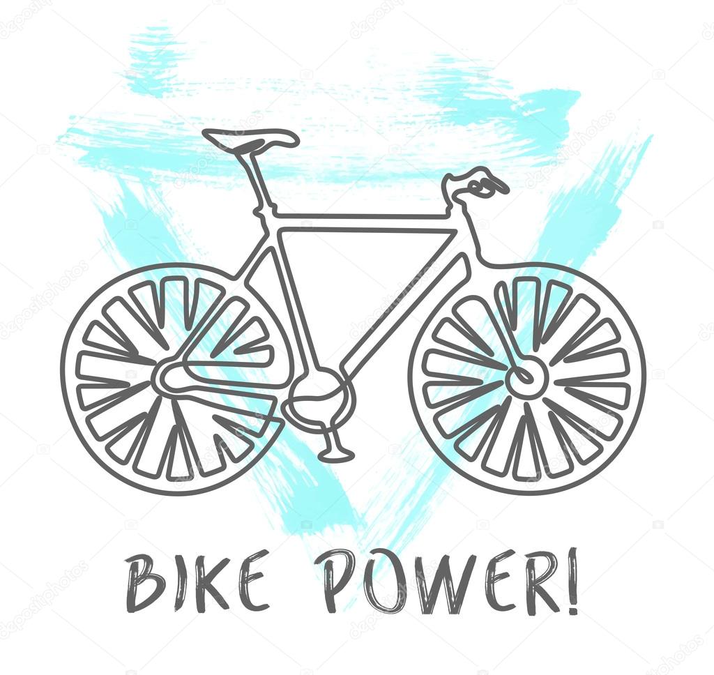 Vector bicycle on watercolor triangle. bike power concept