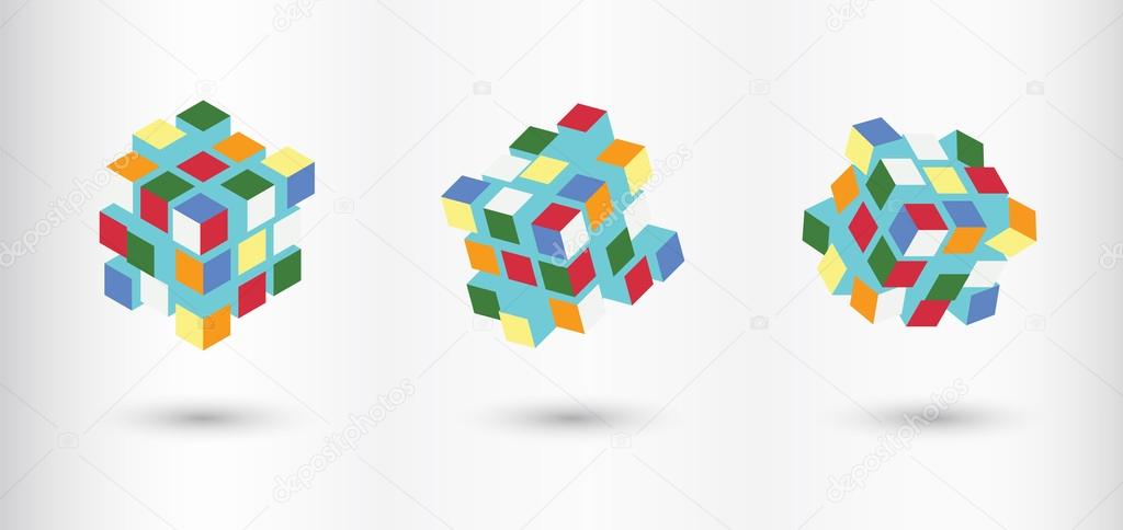 Transformer Cubes Vector Set. Could Be Transformed As You Want