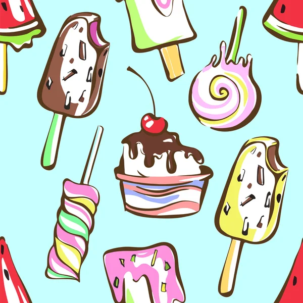 Crème glacée fondante colorée fond de motif sans couture — Image vectorielle