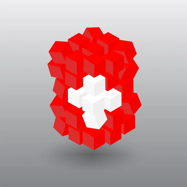 Vector Transformer Swiss Flag Cube. Switzerland Banner — Stok Vektör