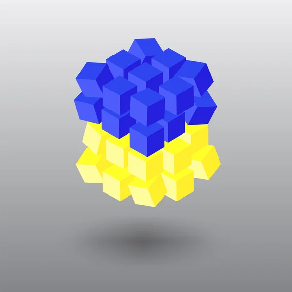 Ukrainian Banner. Flag of The Ukraine in the Form of Cubes. Vector Object — стоковий вектор